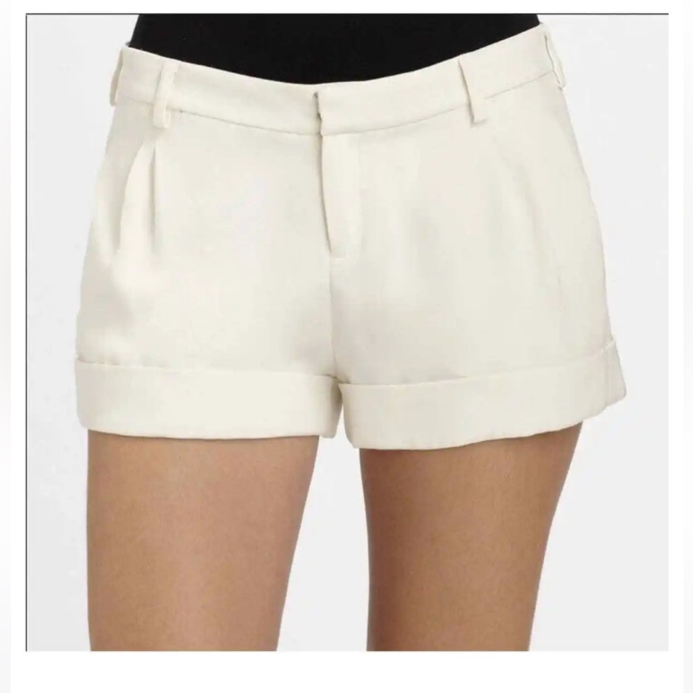 Haute Hippie - White Cuffed Silk Tuxedo Shorts (NWT)